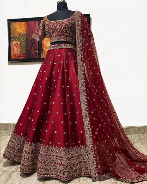 image of bridal lehengas in a shop